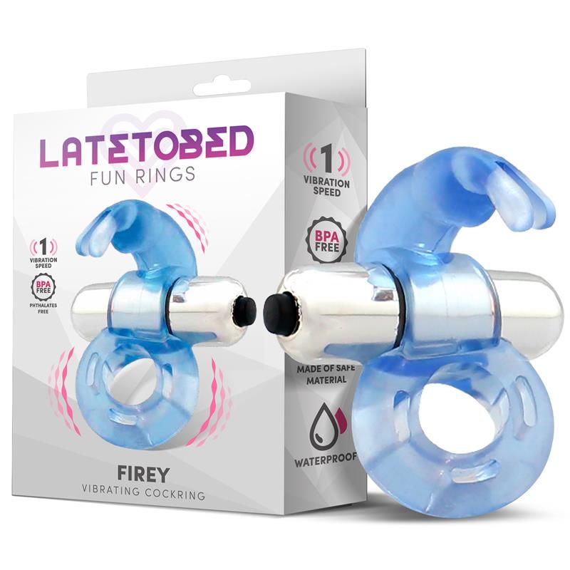 Firey Vibrating Penis Ring with Rabbit Blue Firey Vibrating Penis Ring with Rabbit Blue