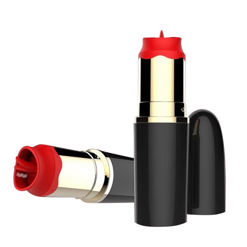 Lipstick Vibrator with Stimulating Tongue USB Black Lipstick Vibrator with Stimulating Tongue USB Black