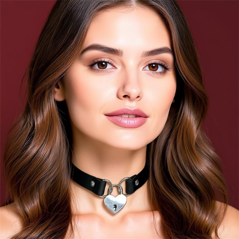 Collar with Heart Lock Vegan Leather One Size Collar with Heart Lock Vegan Leather One Size