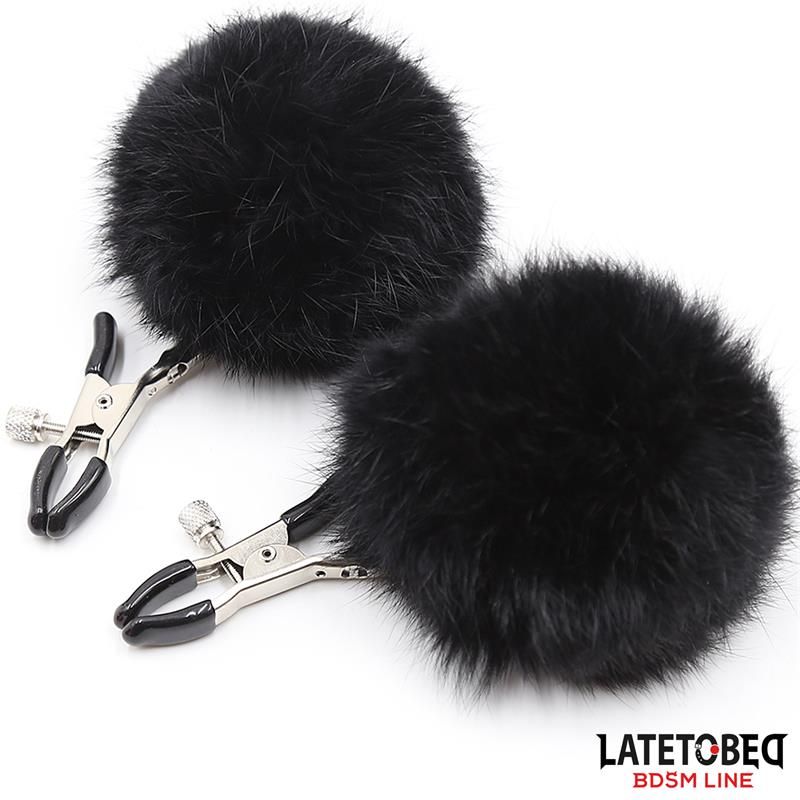 Nipple Clamps with Black Fur Nipple Clamps with Black Fur