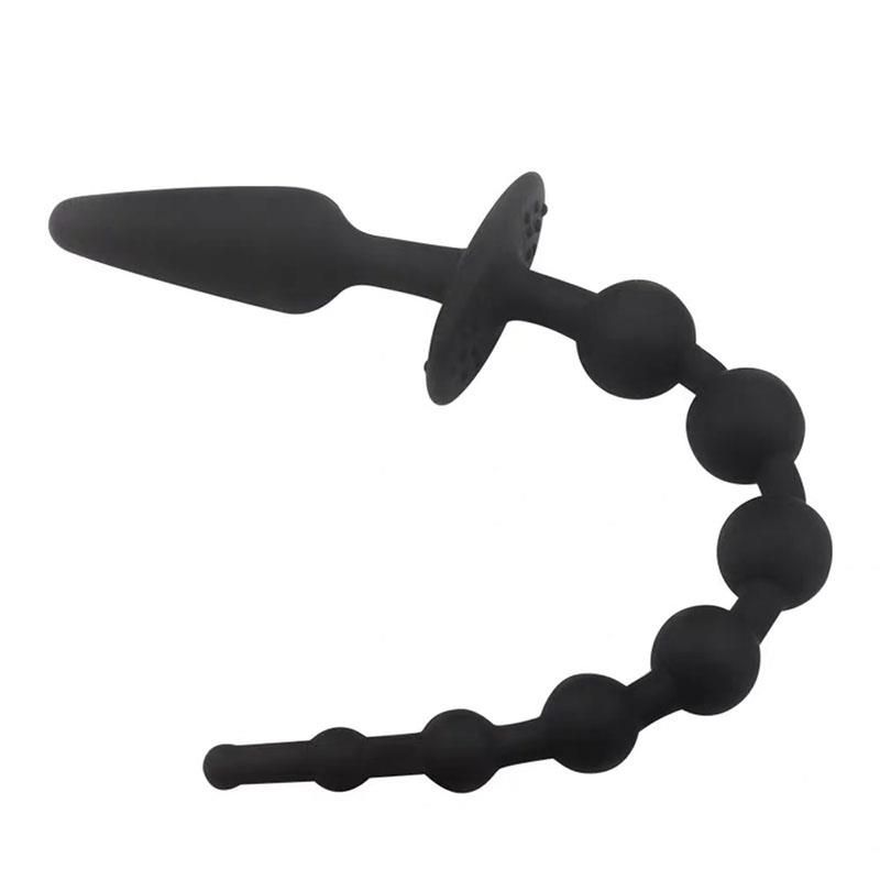 Butt Plug and Anal Chain Silicone Black Butt Plug and Anal Chain Silicone Black