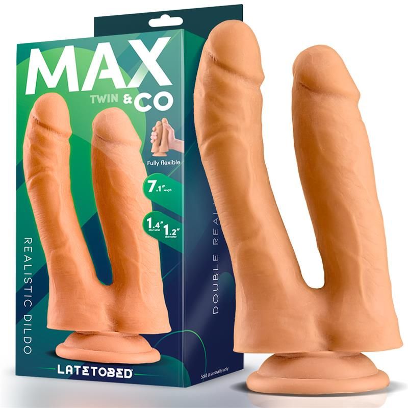 Twin Double Realistic Dildo 7.1 Flesh Twin Double Realistic Dildo 7.1 Flesh