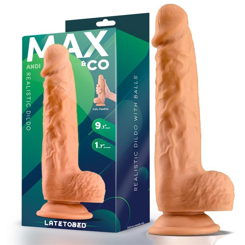 Andi Realistic Dildo with Testicles 9.1 Flesh Andi Realistic Dildo with Testicles 9.1 Flesh