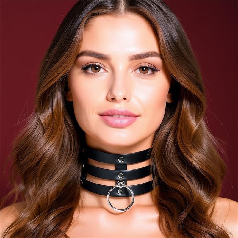 Collar Wide with Ring Vegan Leather One Size Collar Wide with Ring Vegan Leather One Size