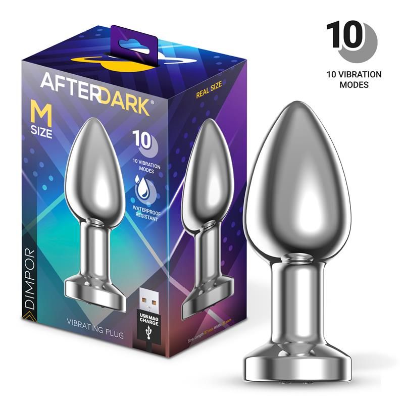 Dimpor Chrome Anal Plug with Vibration and Magnetic USB Size M Dimpor Chrome Anal Plug with Vibration and Magnetic USB Size M