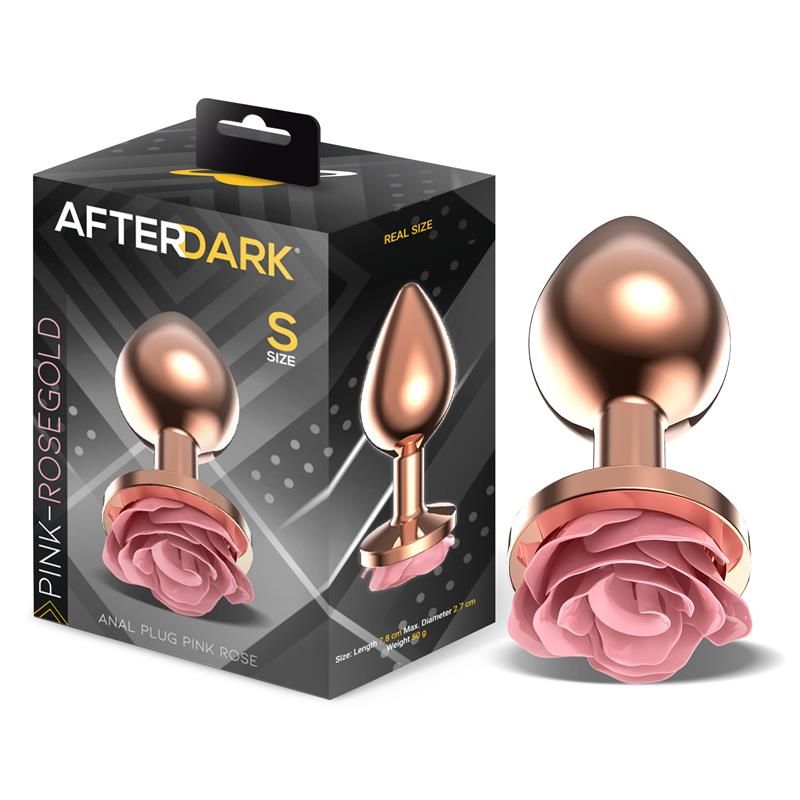 Rosegold Metal Anal Plug with Pink Rose Base - Size S Rosegold Metal Anal Plug with Pink Rose Base - Size S