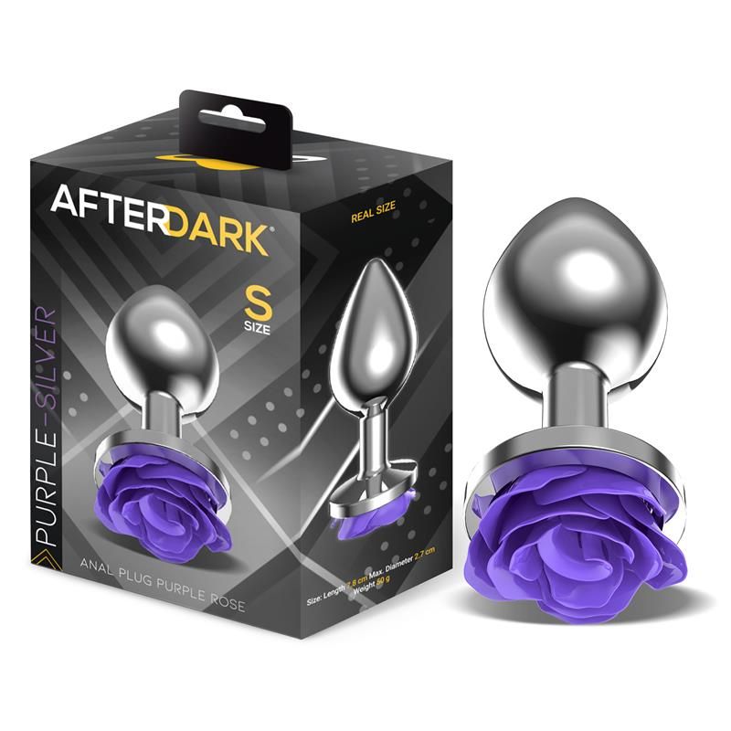 Metal Anal Plug with Purple Rose Base - Size S Metal Anal Plug with Purple Rose Base - Size S