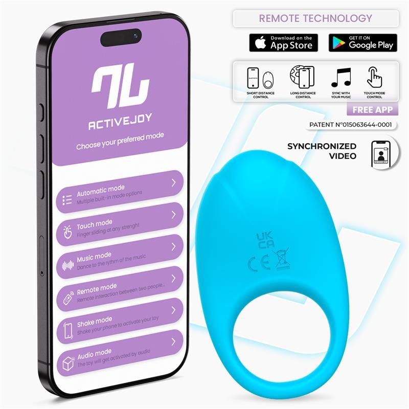 Ringo Vibrating Ring with App Unibody Blue Ringo Vibrating Ring with App Unibody Blue