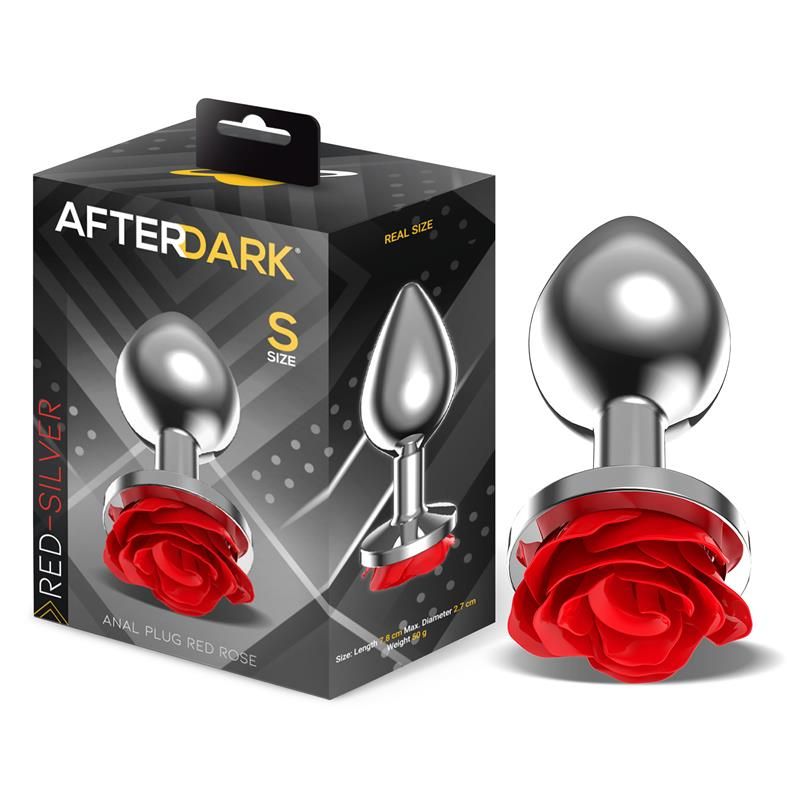 Metal Anal Plug with Red Rose Base - Size S Metal Anal Plug with Red Rose Base - Size S