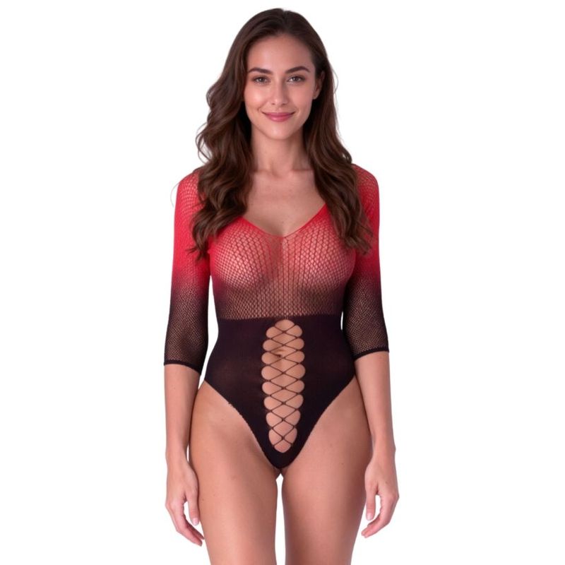 PASSION - BS118 BODYSTOCKING IN RETE NERA E ROSSA PASSION - BS118 BODYSTOCKING IN RETE NERA E ROSSA