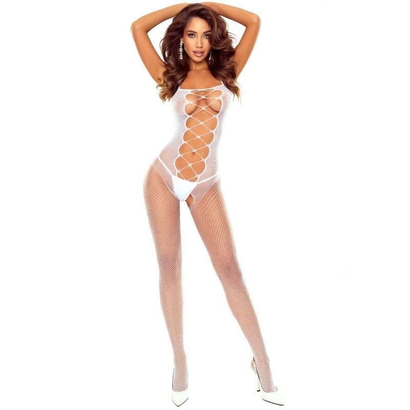 PASSION - BS124 BODYSTOCKING BIANCO CON PIZZI PASSION - BS124 BODYSTOCKING BIANCO CON PIZZI