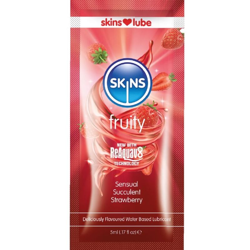 SKINS - LUBRIFICANTE FRUTTATO A BASE D'ACQUA FRAGOLA MONODOSE 5 ML SKINS - LUBRIFICANTE FRUTTATO A BASE D'ACQUA FRAGOLA MONODOSE 5 ML