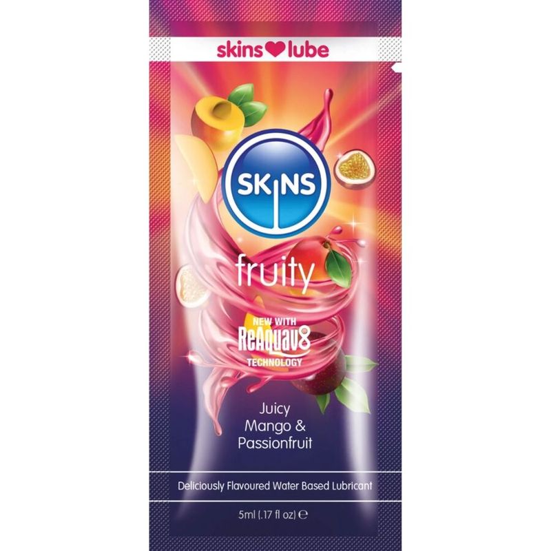 SKINS - LUBRIFICANTE FRUTTATO A BASE D'ACQUA MANGO E FRUTTO DELLA PASSIONE MONODOSE 5 ML SKINS - LUBRIFICANTE FRUTTATO A BASE D'ACQUA MANGO E FRUTTO DELLA PASSIONE MONODOSE 5 ML