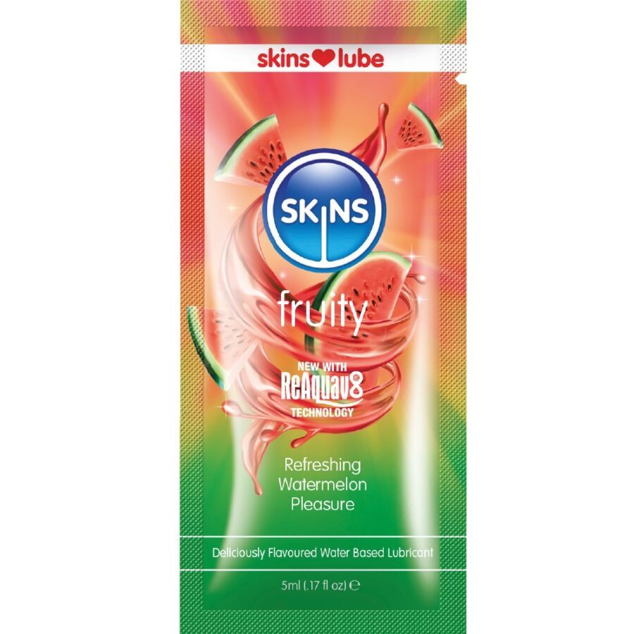 SKINS - LUBRIFICANTE FRUTTATO A BASE D'ACQUA ANGURIA MONODOSE 5 ML SKINS - LUBRIFICANTE FRUTTATO A BASE D'ACQUA ANGURIA MONODOSE 5 ML