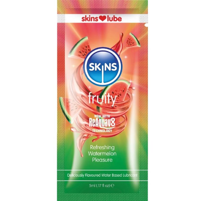SKINS - LUBRIFICANTE FRUTTATO A BASE D'ACQUA ANGURIA MONODOSE 5 ML SKINS - LUBRIFICANTE FRUTTATO A BASE D'ACQUA ANGURIA MONODOSE 5 ML
