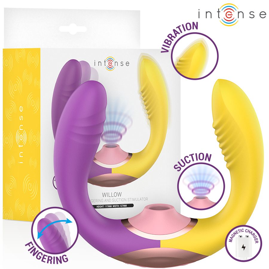 INTENSE - WILLOW STIMOLATORE A VIBRAZIONE E ASPIRAZIONE 3 IN 1 INTENSE - WILLOW STIMOLATORE A VIBRAZIONE E ASPIRAZIONE 3 IN 1