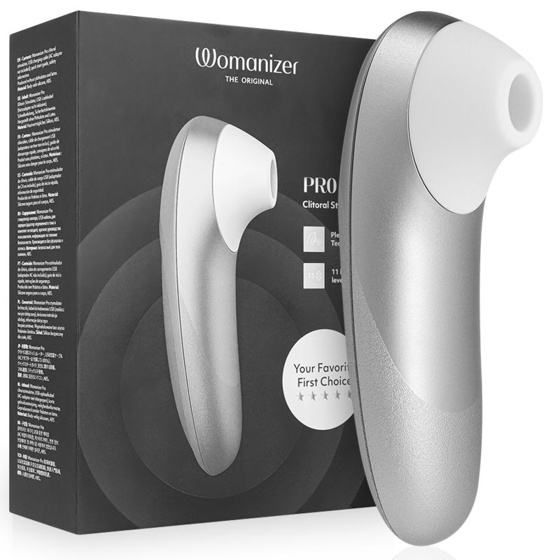 WOMANIZER - STIMOLATORE CLITORIDEO PRO VIBRANTE, COLORE ARGENTO E GRIGIO WOMANIZER - STIMOLATORE CLITORIDEO PRO VIBRANTE, COLORE ARGENTO E GRIGIO