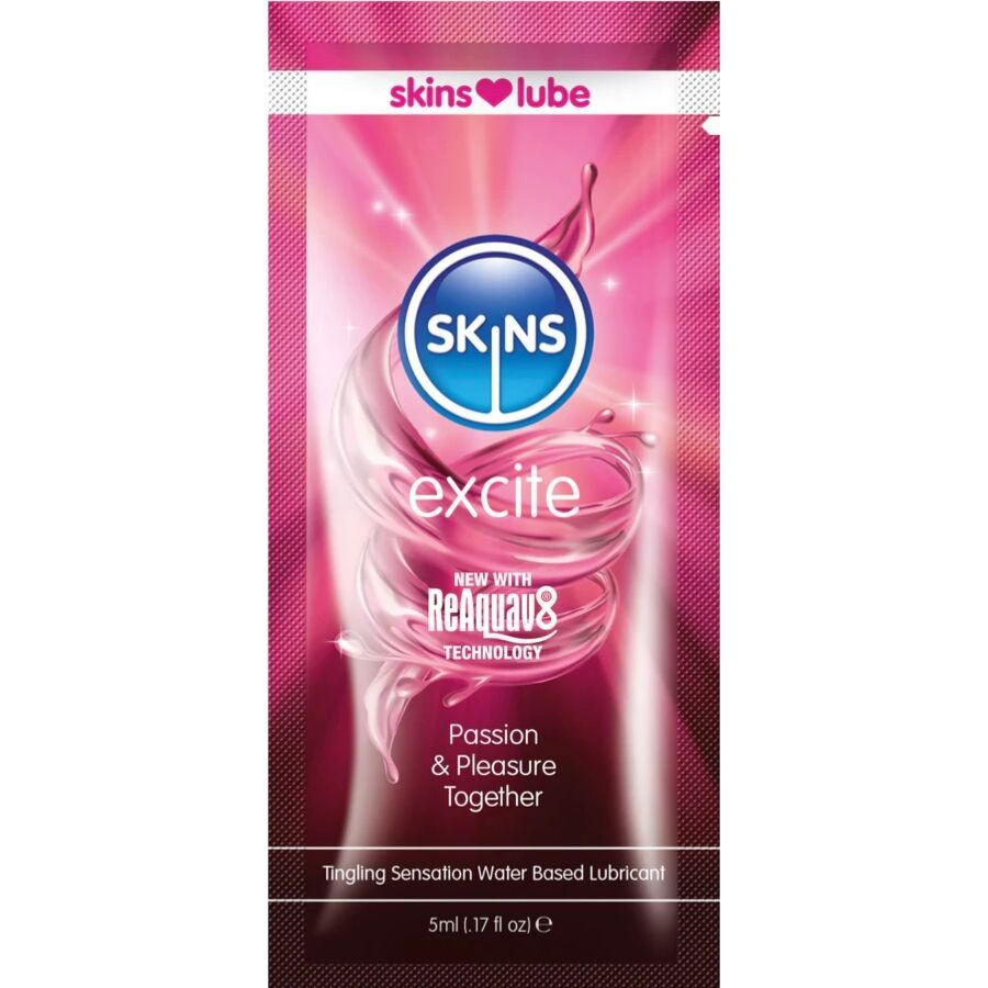 SKINS - EXCITE LUBRIFICANTE A BASE D'ACQUA MONODOSE 5 ML SKINS - EXCITE LUBRIFICANTE A BASE D'ACQUA MONODOSE 5 ML