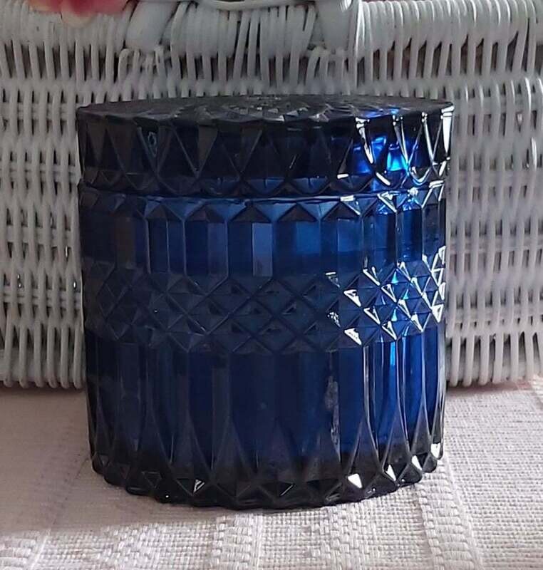 XLarge Navy Blue Crystal Glass Candle