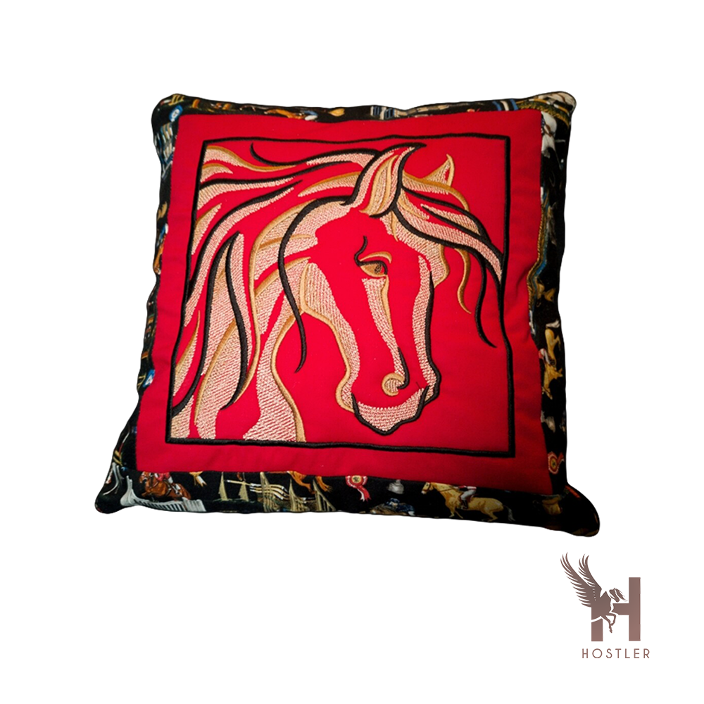 Embroidered Equestrian Cushion