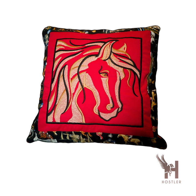 Embroidered Equestrian Cushion