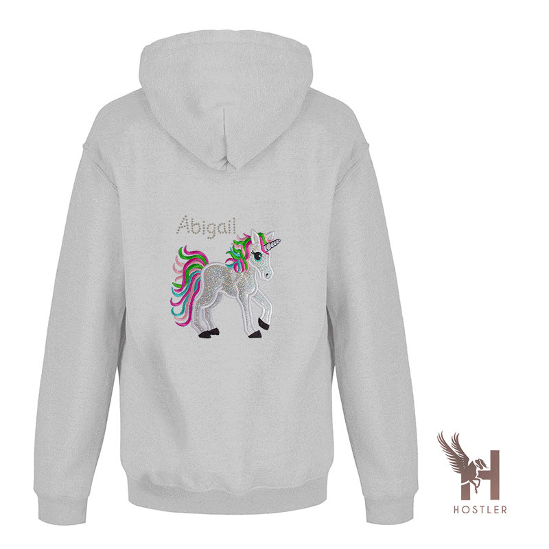 Personalised Rhinestone Unicorn Embroidered Hoodie