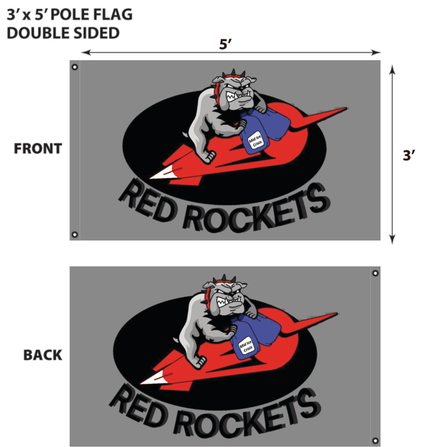 Burling Red Rockets 3&#39; x 5&#39; Flag