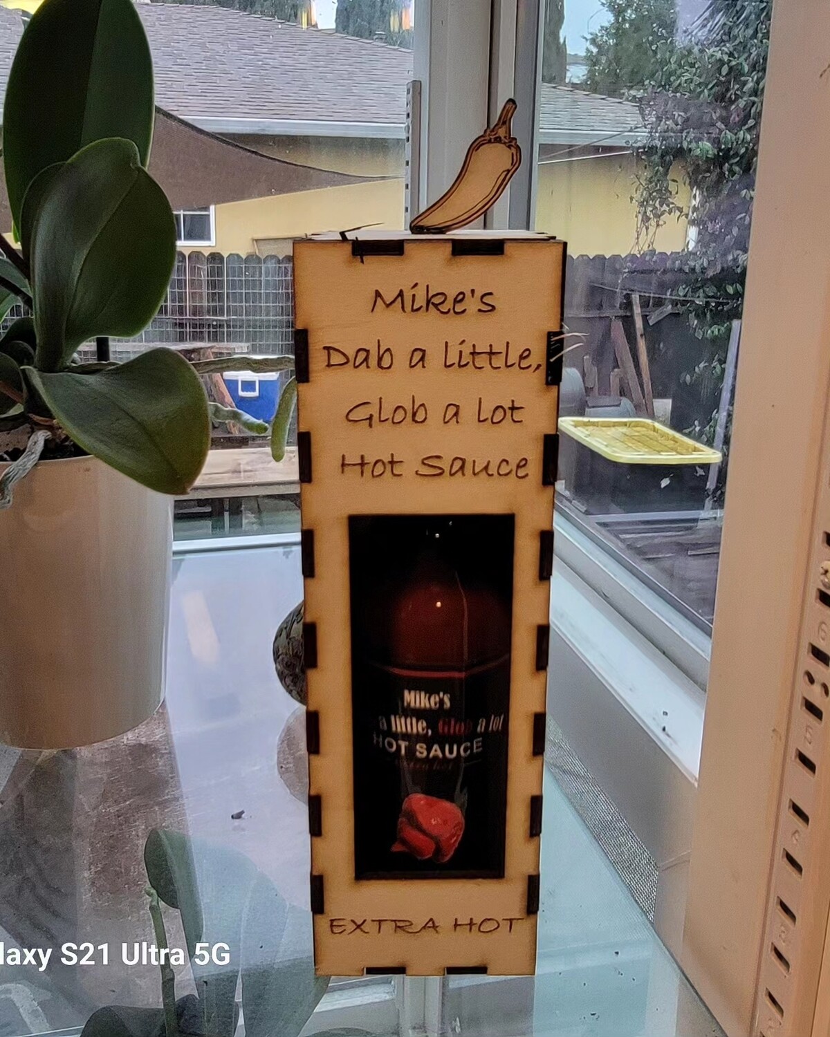 Wooden collective extra hot sauce box