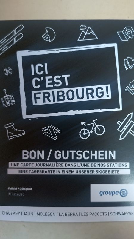 Bon carte journalière ski Fribourg