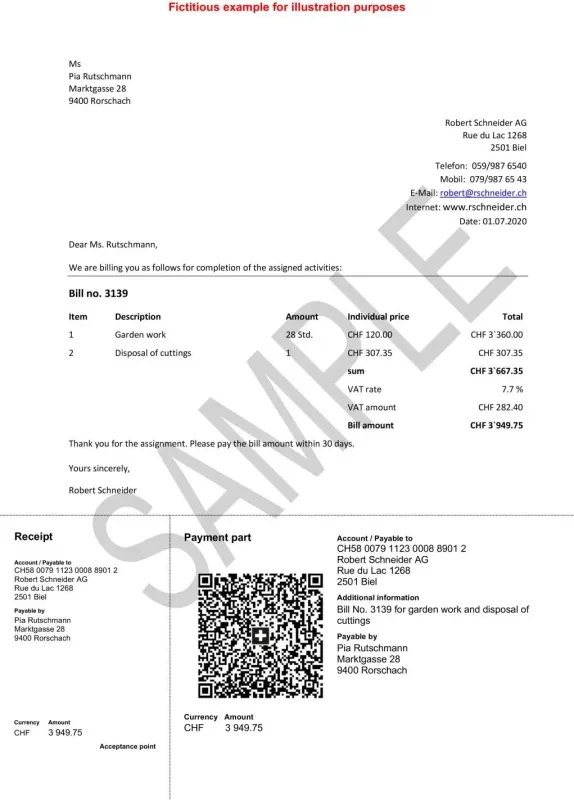 QR code invoice printing
