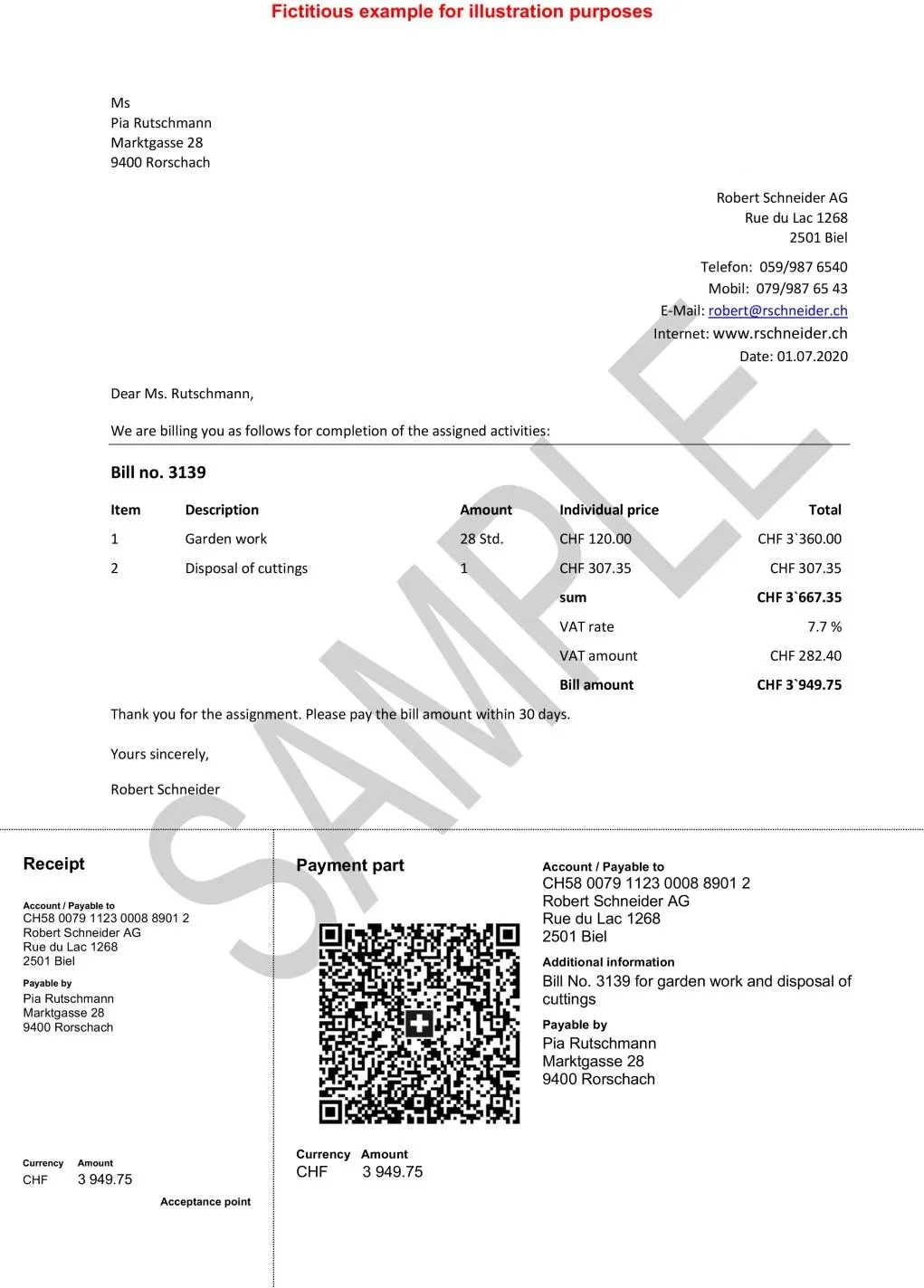 QR code invoice printing