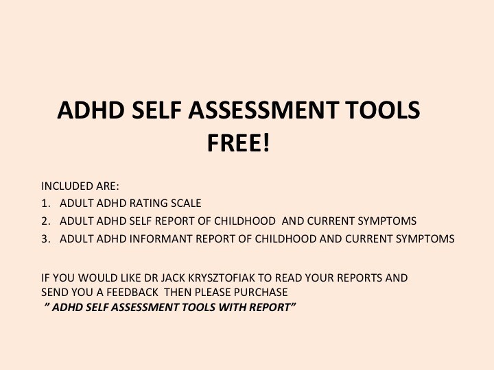 FREE ADHD SELF ASSESSMENT TOOLS WITHOUT REPORT