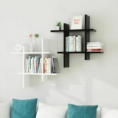 Modern Decor Shelf #Square Black And White - 2pcs