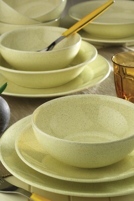 Naturaceram Harlek Granule 24 Piece Beige Dinnerware Set Naturaceram Harlek Granule 24 Piece Beige Dinnerware Set