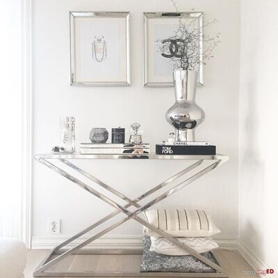 Modern Console Stainless steel with glass Modern Console Stainless steel with glass