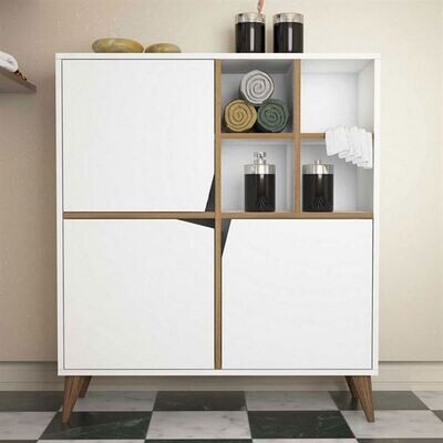 Multi-Purpose Cabinet /sideboard- Bookshelf - White/Walnut