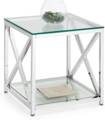 X Cross frame design Console Stainless steel / Glass