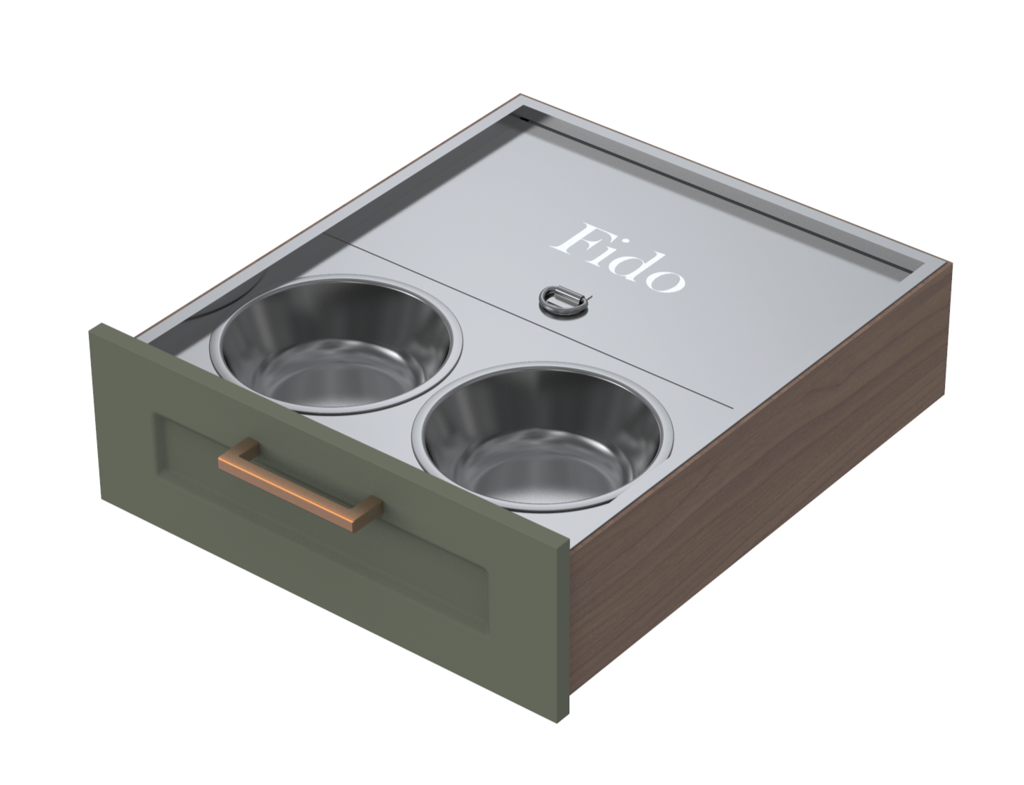 Stainless Steel Pet Feeding Drawer Insert w/ Rear Bin