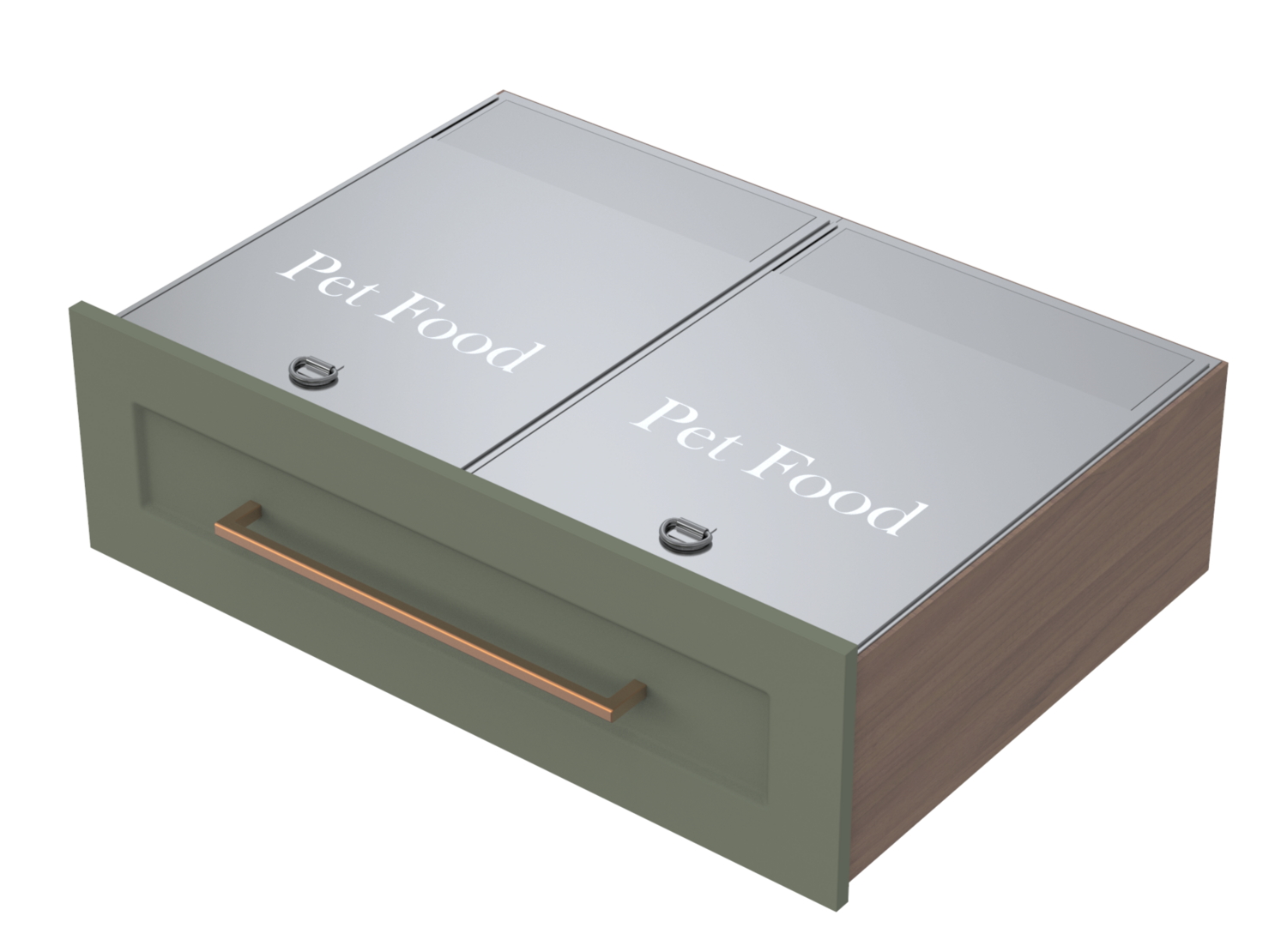 Dual Stainless Steel Pet Food Storage Drawer Insert