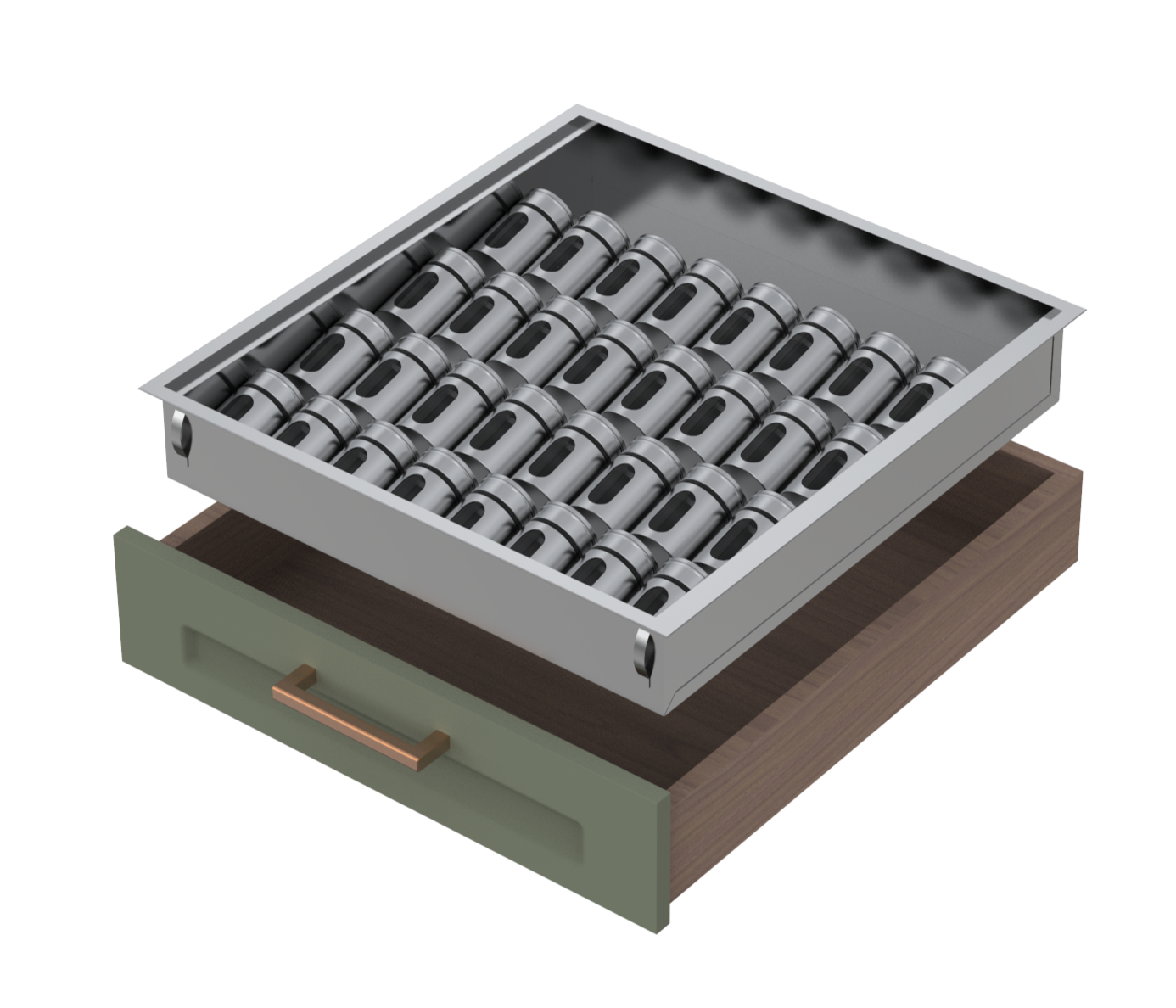 Stainless Steel Spice Drawer Insert (Top Mount w/ Flanges)