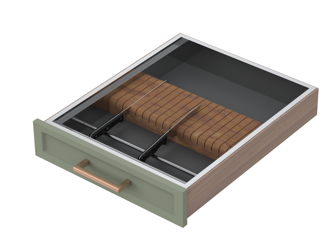 Stainless Steel &amp; Walnut Knife Storage Insert