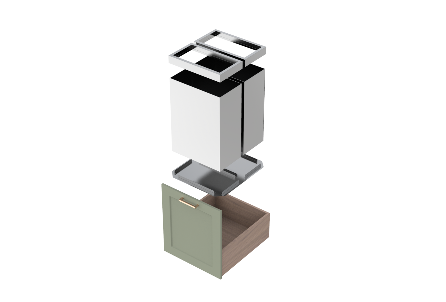 Stainless Steel Waste Container - Dual Units