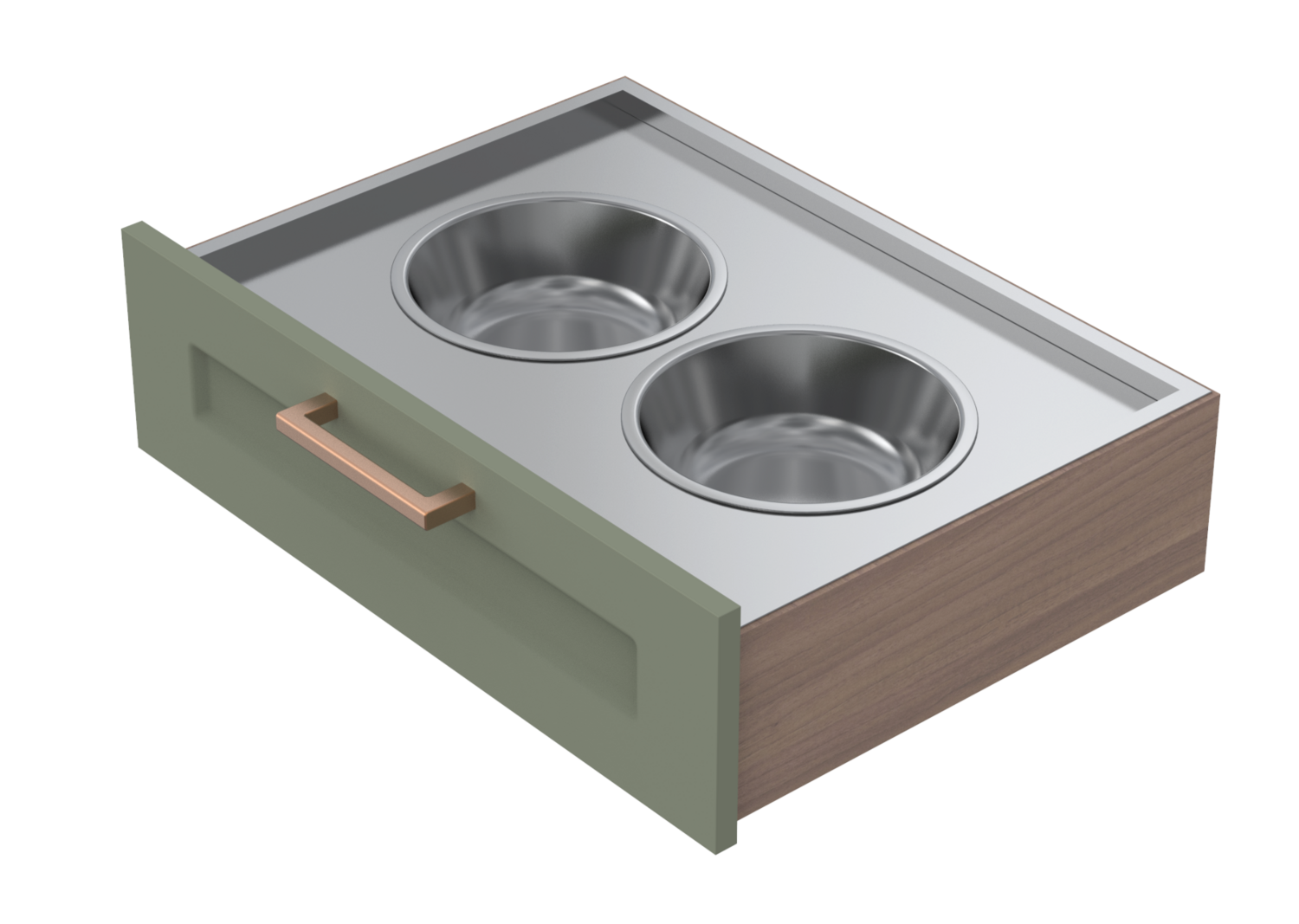Stainless Steel Pet Feeding Drawer Insert w/o Rear Bin