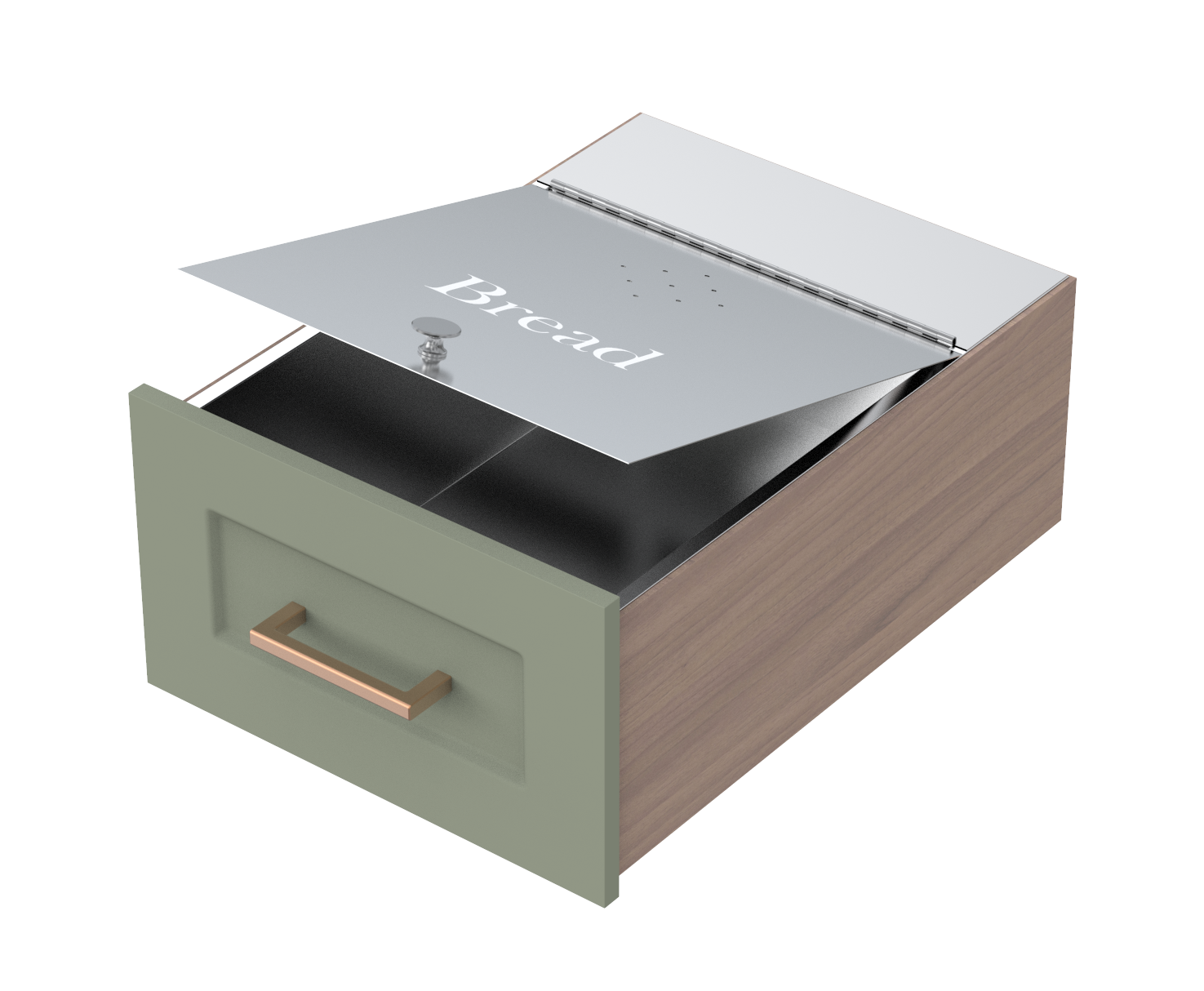 Stainless Steel Bread Drawer Insert - Hinged Lid