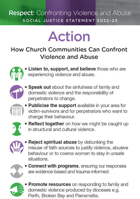 Social Justice Statement 2022-23 – Respect: Confronting Violence and Abuse (Prayer and Action Card) (Download)