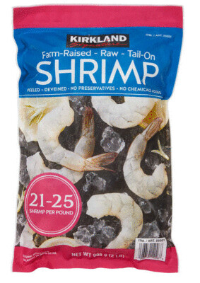 Frozen Shrimp, Kirkland Signature® Raw Farm Raised Shrimp (21 to 25 Shrimp per 2 Pound Bag)