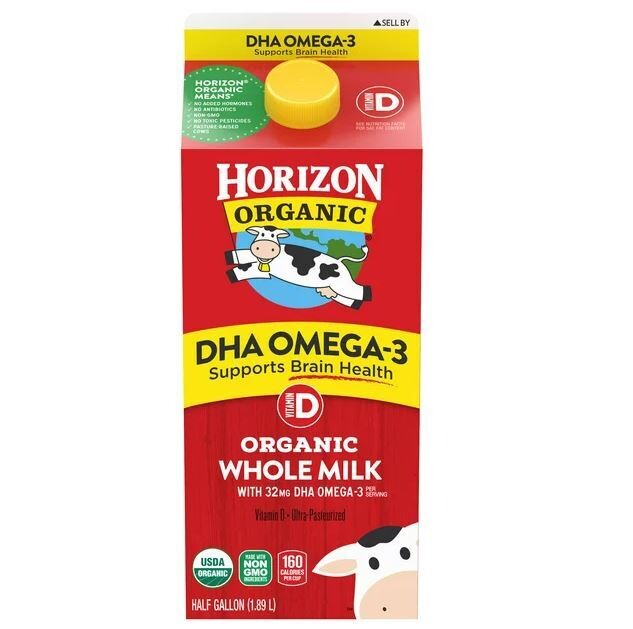 Dairy Milk, Horizon® Organic Whole Milk with DHA Omega-3 (½ Gallon Carton)