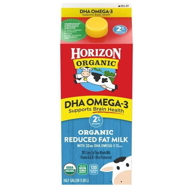 Dairy Milk, Horizon® Organic 2% Reduced Fat Milk with DHA Omega-3 (½ Gallon Carton)
