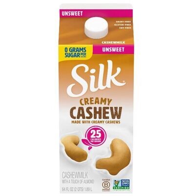 Cashew Milk, Silk® Unsweetened Original Cashew Milk (½ Gallon Carton)