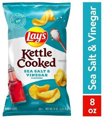 Potato Chips, Lay&#39;s® Kettle Cooked Sea Salt &amp; Vinegar Potato Chips (8 oz Bag)